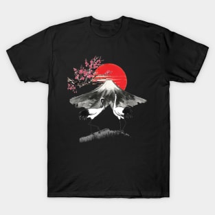 Japanese Stork Blossom Sunset T-Shirt